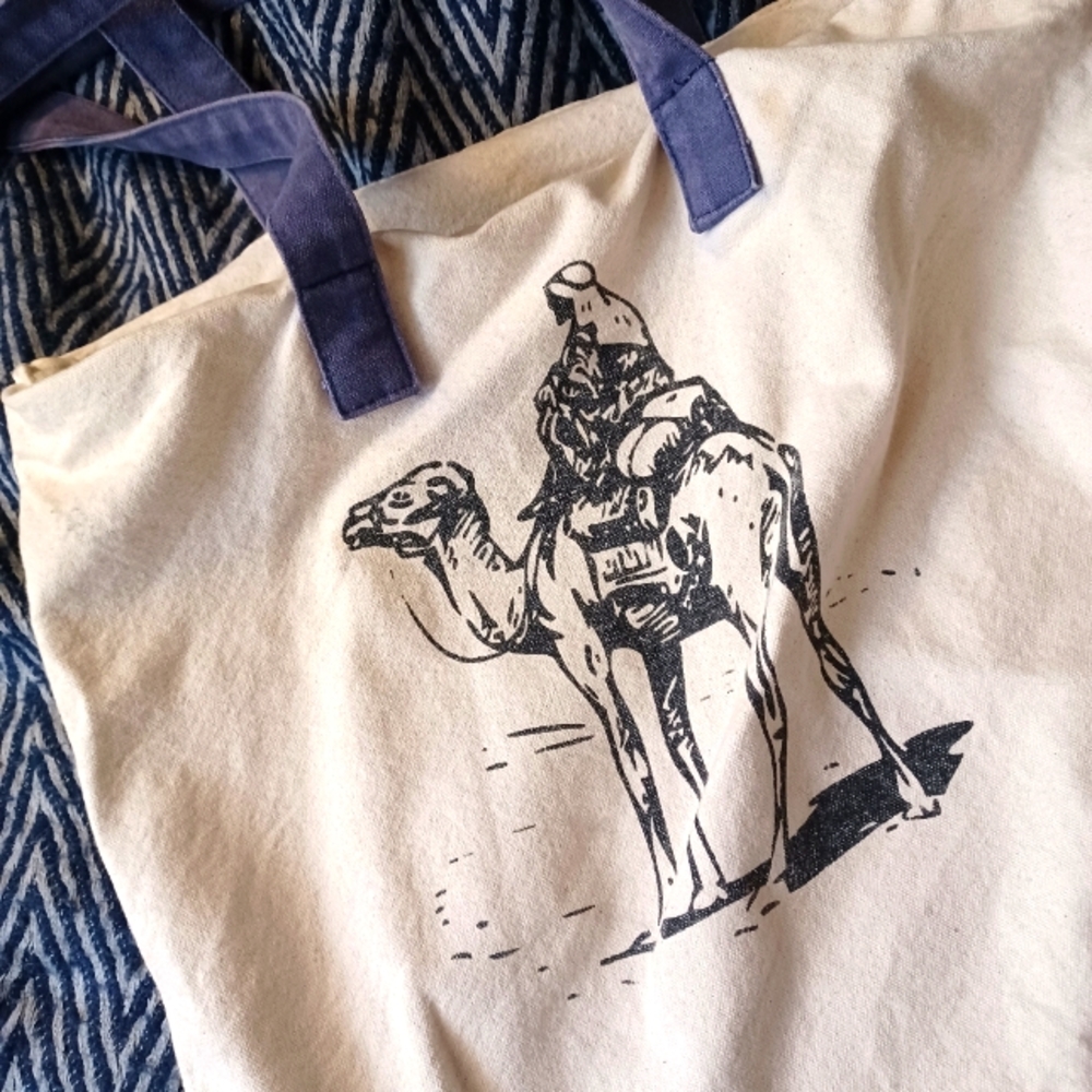 Unique Vintage Camel-Decal Canvas Tote